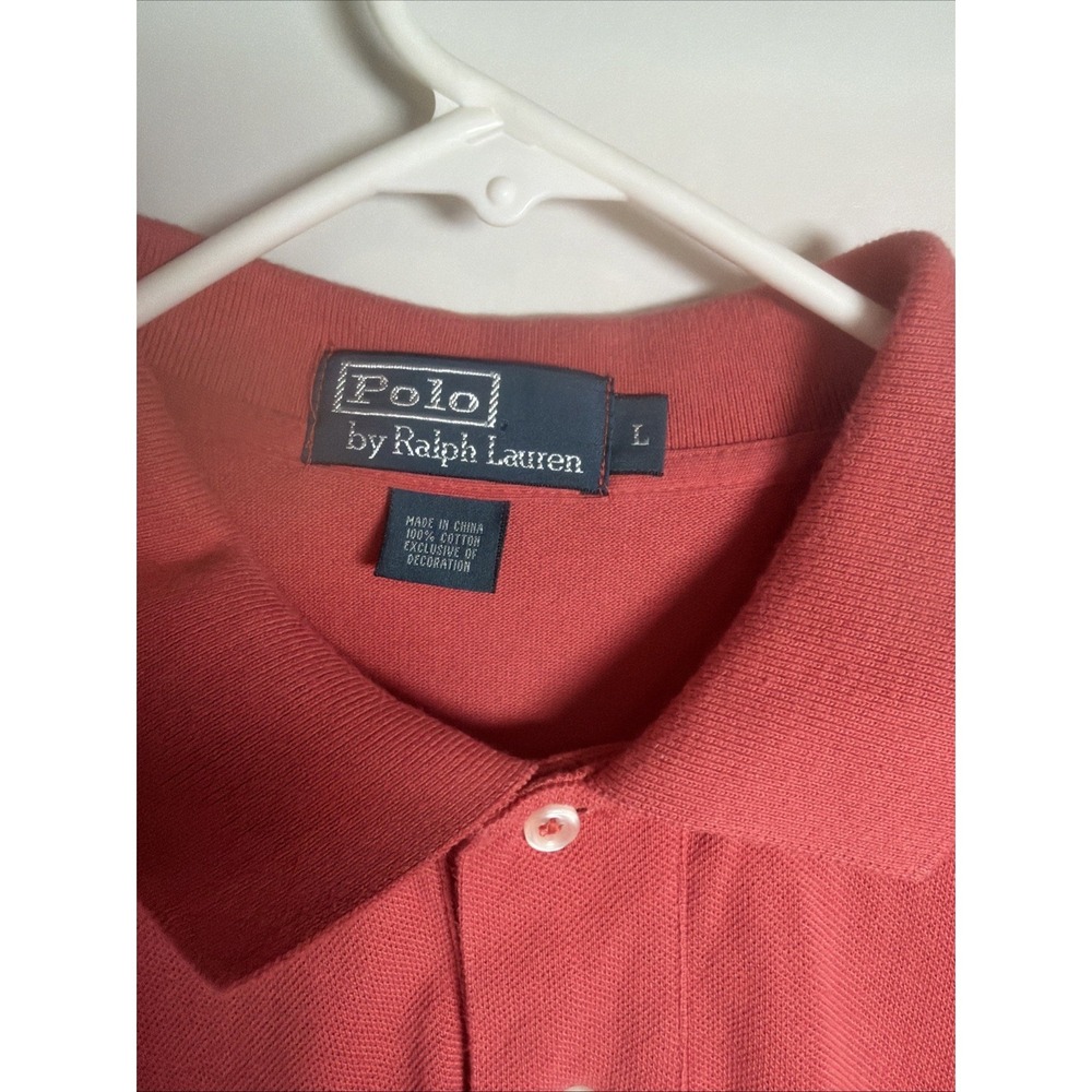 Polo Ralph Lauren Polo Ken's Short S Salmon Large Collar 1/4 Button Polo Shirt - Picture 4 of 5